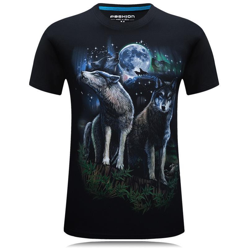 Howling Wolf Duo Scenery Shirt-Black-Theone Apparel