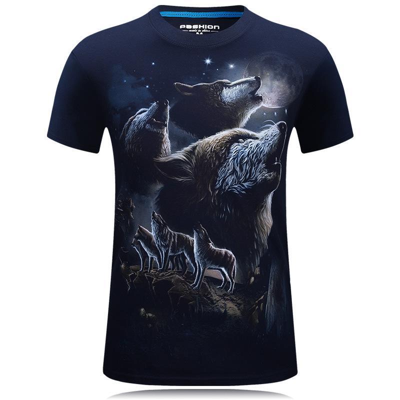 Howling Wolf Pack Short Sleeve Shirt-Blue-Theone Apparel