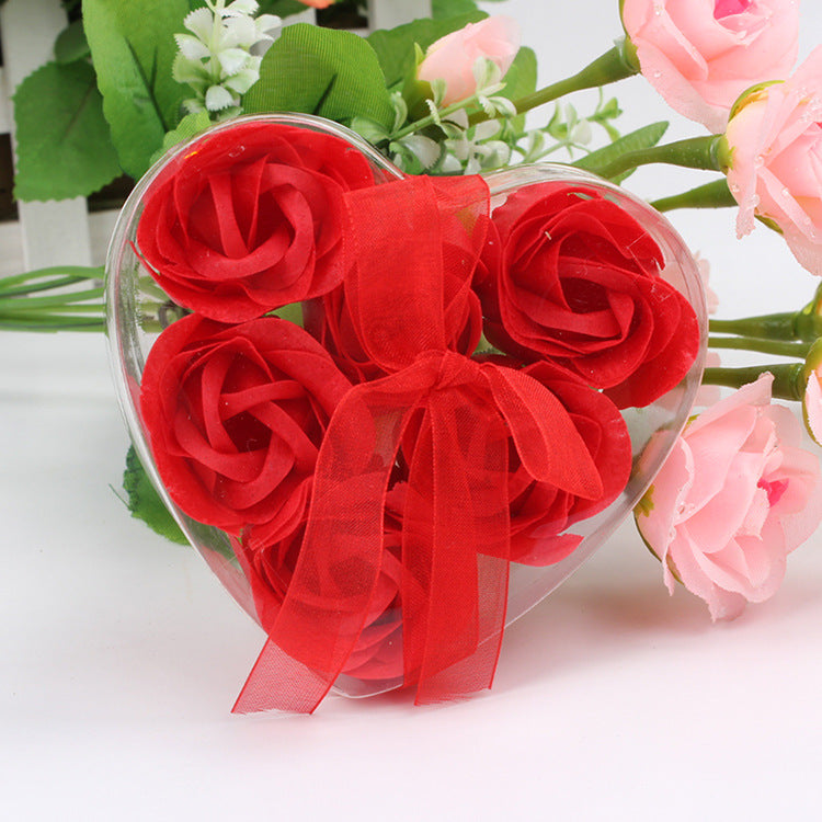 I Love You 100 pc Flower Rose in Heart Shaped Box-6 Artificial Rose Heart Box with Ribbon-Theone Apparel