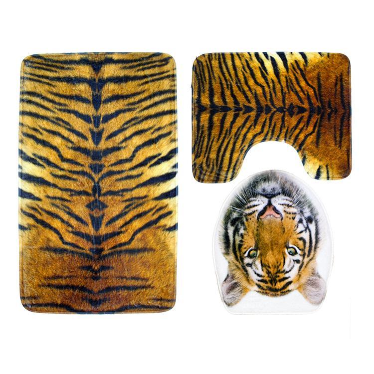 In the Wild Animal Print Bath Mat Set-Theone Apparel