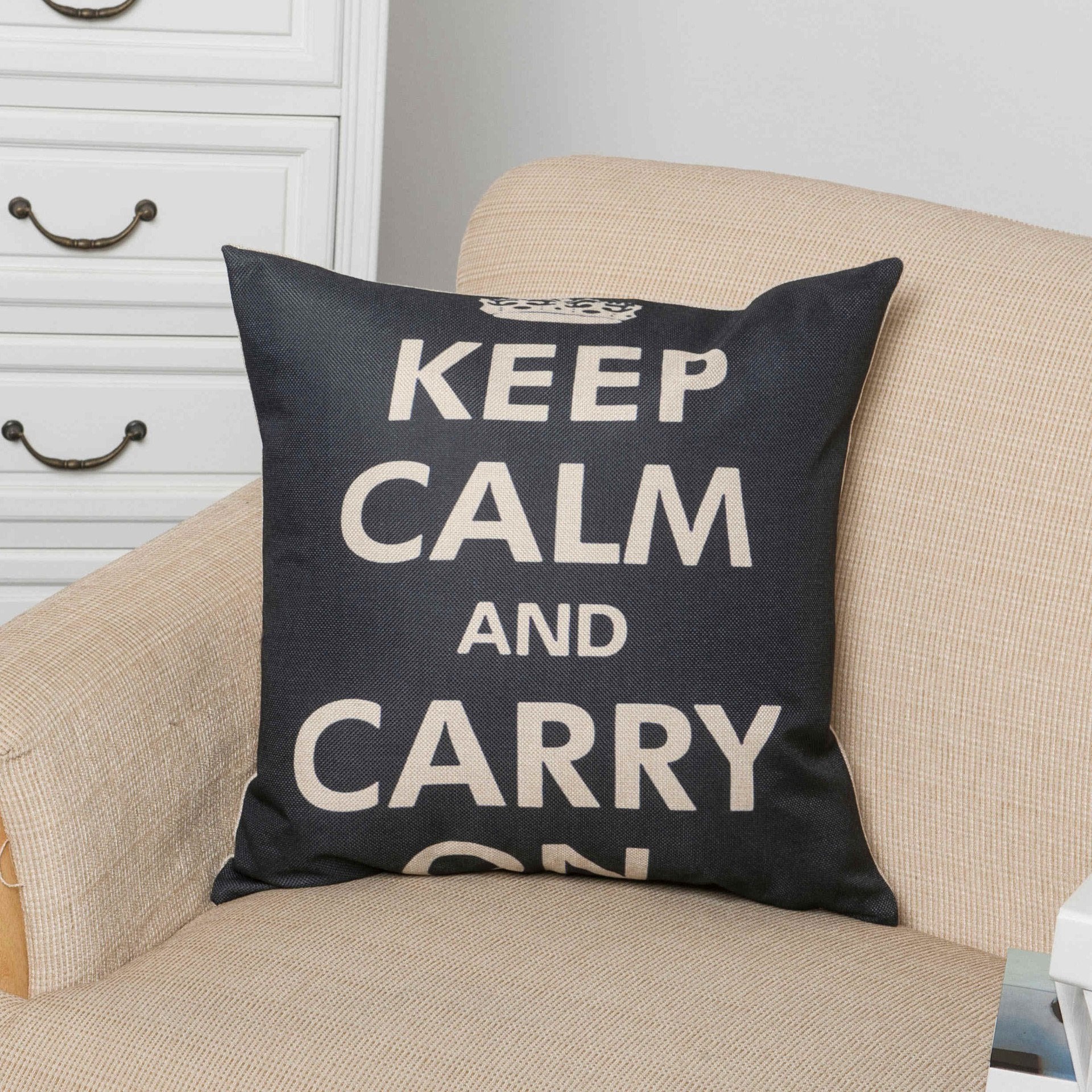 Keep Calm Carry On Pillow Cover-Theone Apparel