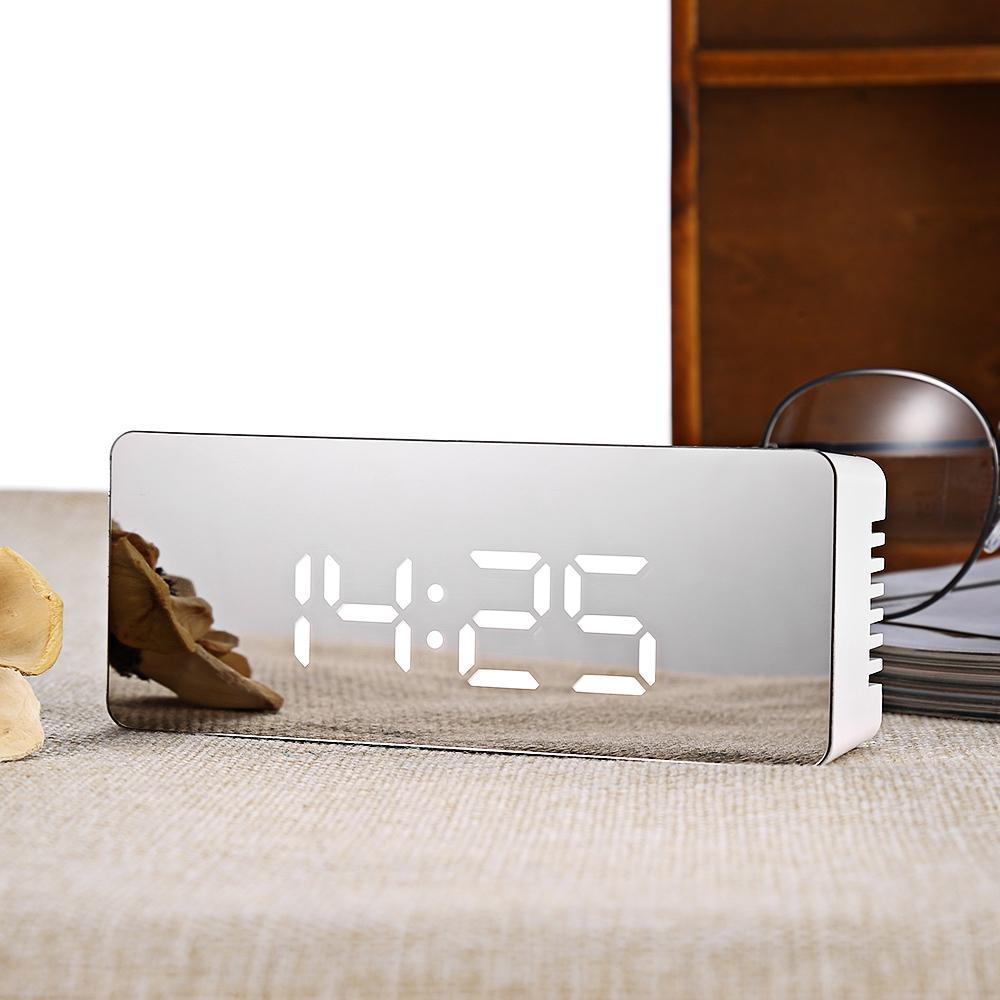 LED Time and Temperature Mirror Clock-White-Theone Apparel