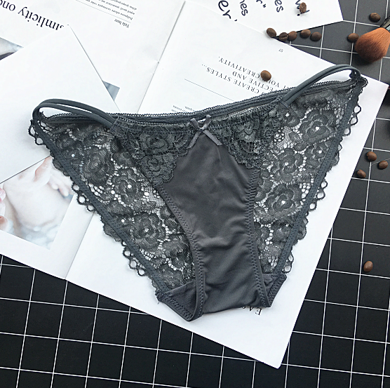 Lace Back Mesh Front String Waistband-Dark Gray-Theone Apparel