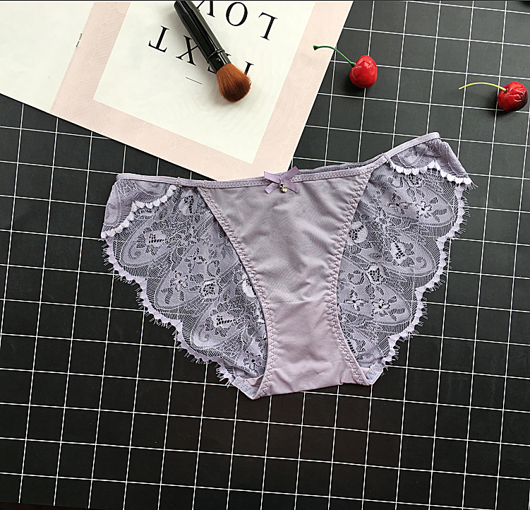 Lace Back Panties with Floral Details-Purple-Theone Apparel