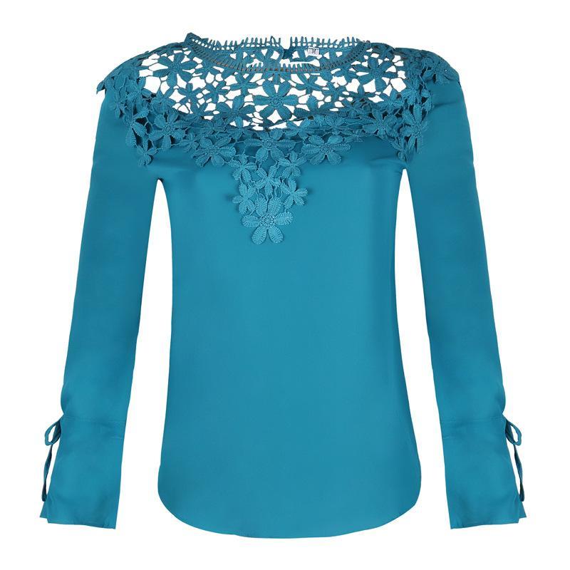 Lace Embroidery Wrist Tie Blouse-Theone Apparel
