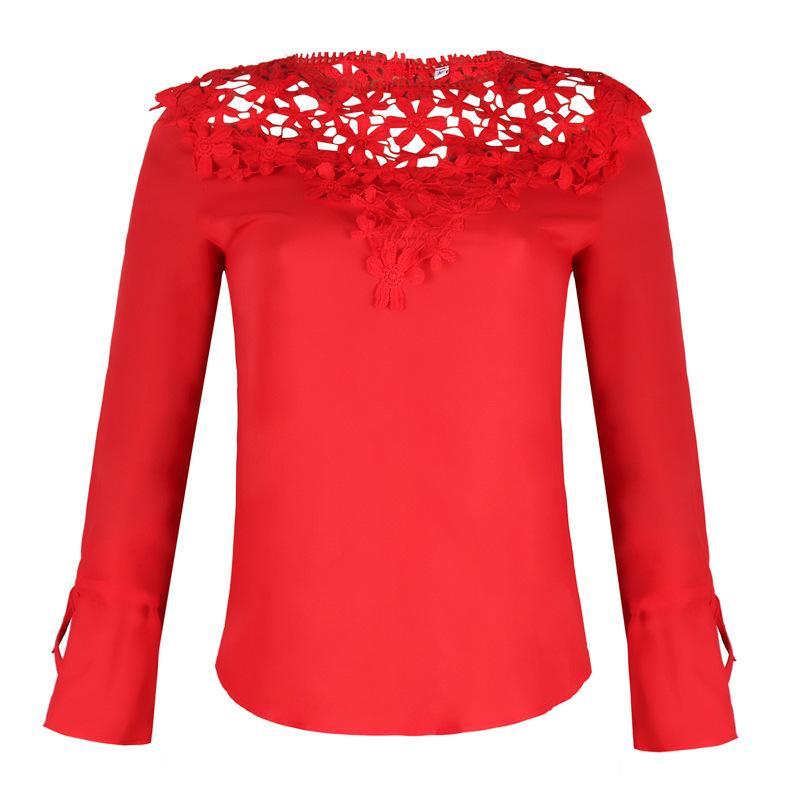 Lace Embroidery Wrist Tie Blouse-Theone Apparel