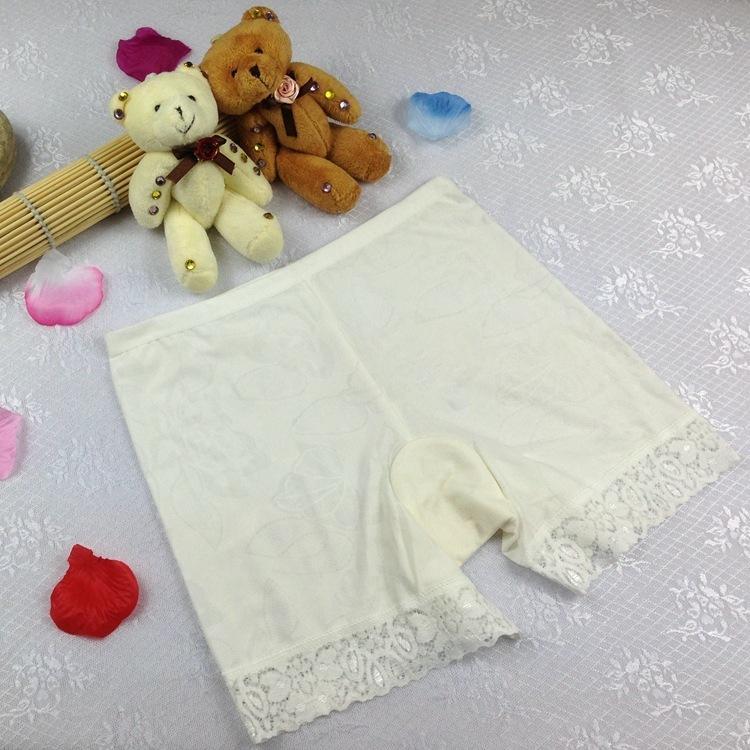 Lace Hem Long Boyshort Panty-White-Theone Apparel