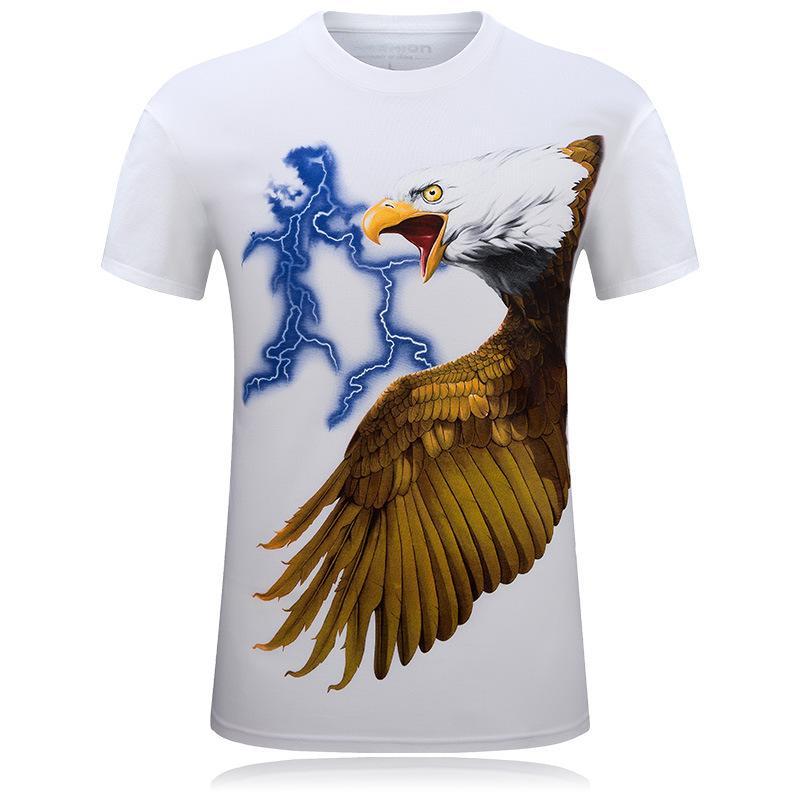 Lightning Strikes Eagle Flies USA Shirt-White-Theone Apparel