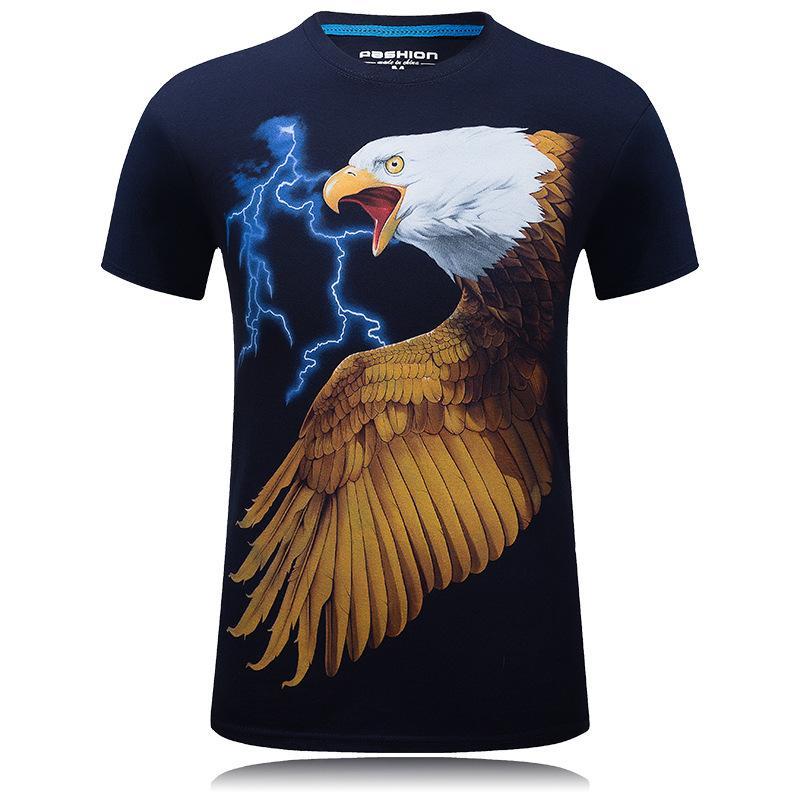 Lightning Strikes Eagle Flies USA Shirt-Blue-Theone Apparel