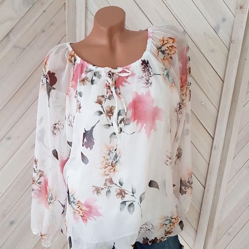Loosely Layered Floral Peasant Blouse-Theone Apparel