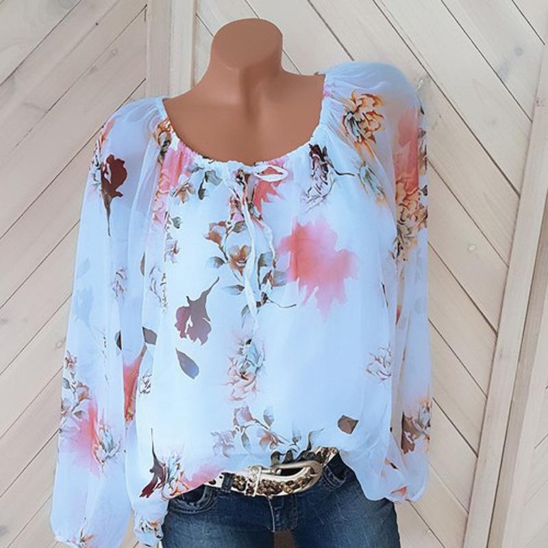 Loosely Layered Floral Peasant Blouse-Theone Apparel