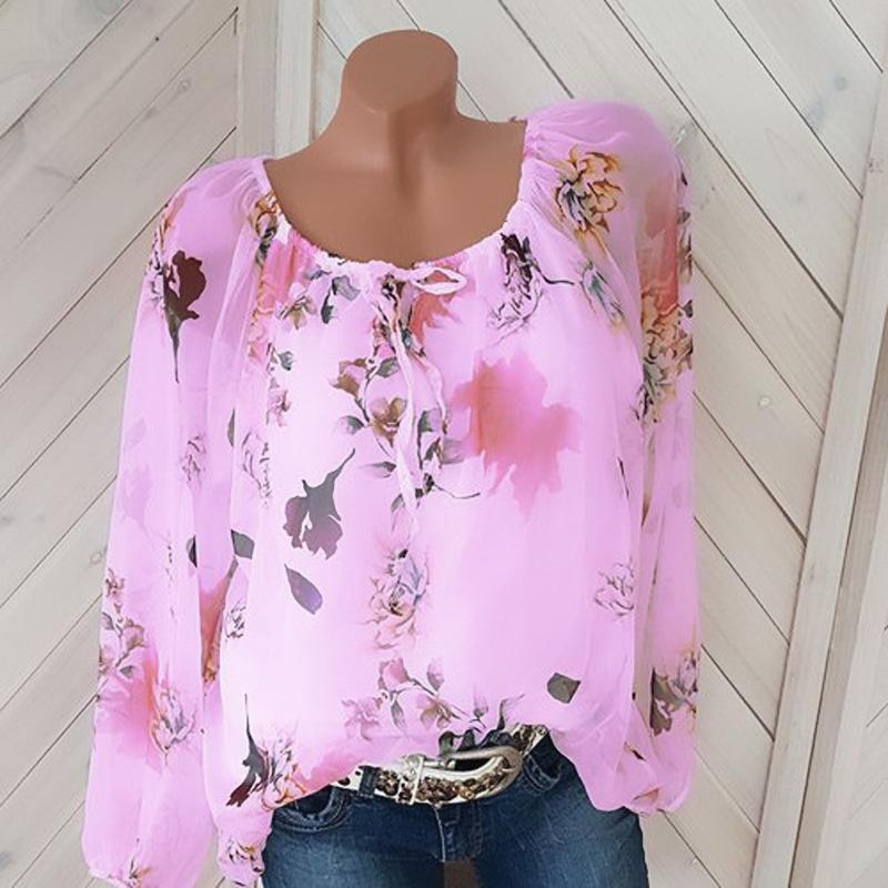 Loosely Layered Floral Peasant Blouse-Theone Apparel