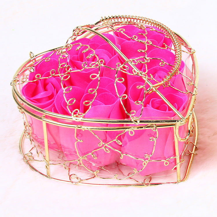 Lovely 6 Rose Pewter Holder Gift Box-Hot Pink-Theone Apparel