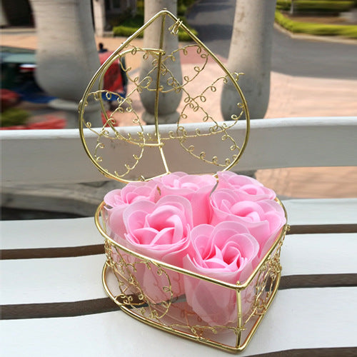 Lovely 6 Rose Pewter Holder Gift Box-Pink-Theone Apparel
