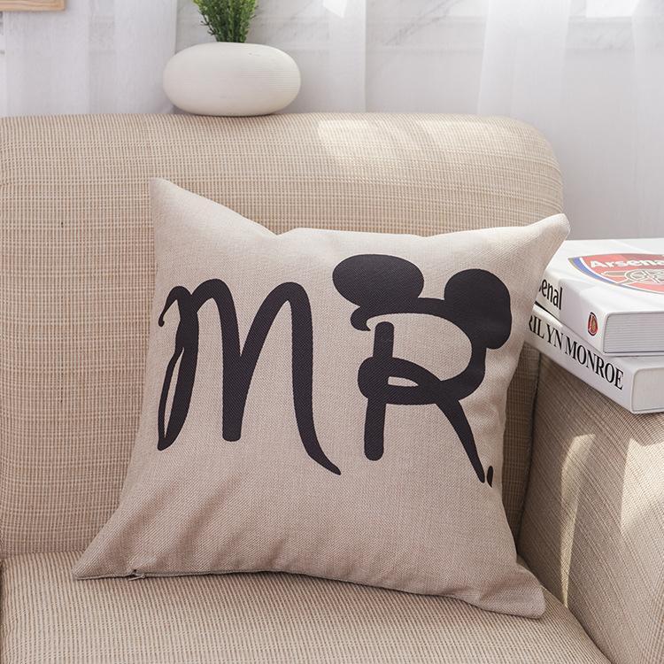 Mr and Mrs Printed Pillow Covers-601-0013-S1-Theone Apparel