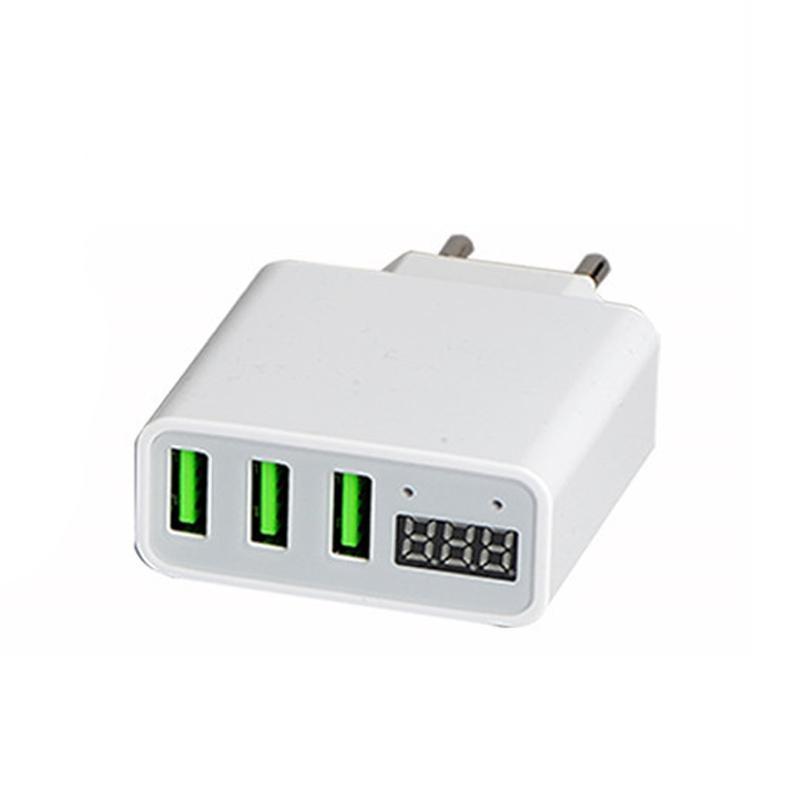 Multi Port Phone USB Charger with Voltage Display-White-Theone Apparel