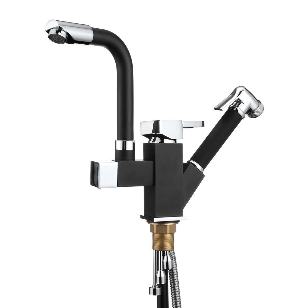 Multifunctional Faucet With Pull-down Sprayer-Black-Theone Apparel