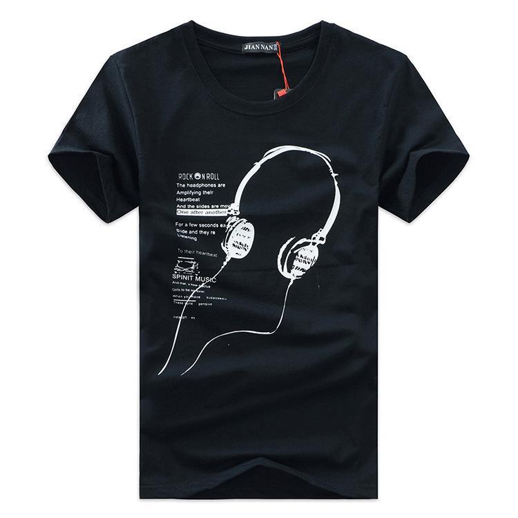 Music is Life Headphone Shirt-Black-Theone Apparel