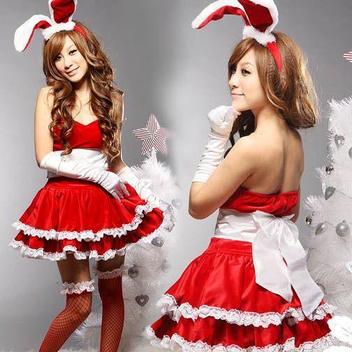 Naughty Bunny Rabbit Girls Costume-Red-Theone Apparel