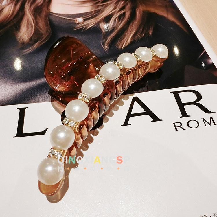 Pearls & Sparkle Black Hair Clip-Brown-Theone Apparel