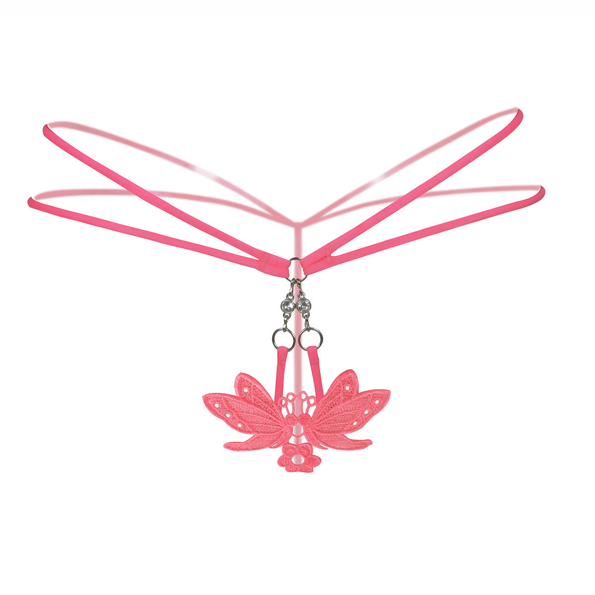 Pearls and Butterflies Double Strap G String-Hot Pink-Theone Apparel