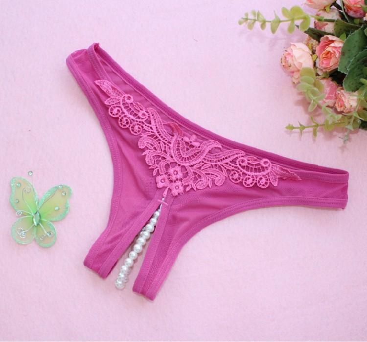 Pearly Secret Cheeky Crotchless Panties-Hot Pink-Theone Apparel