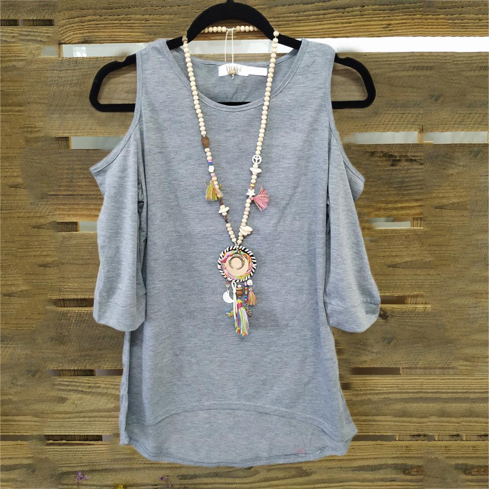 Peekaboo Cold Shoulder Sweater Top-Gray-Theone Apparel