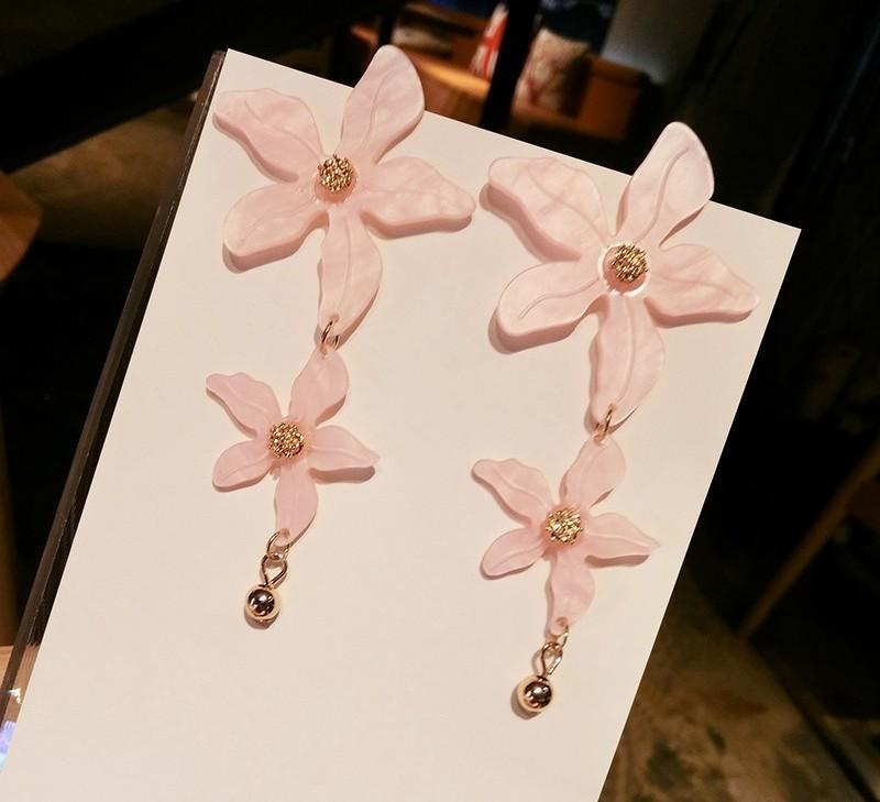Pink Flower Blossom Statement Earrings-Theone Apparel