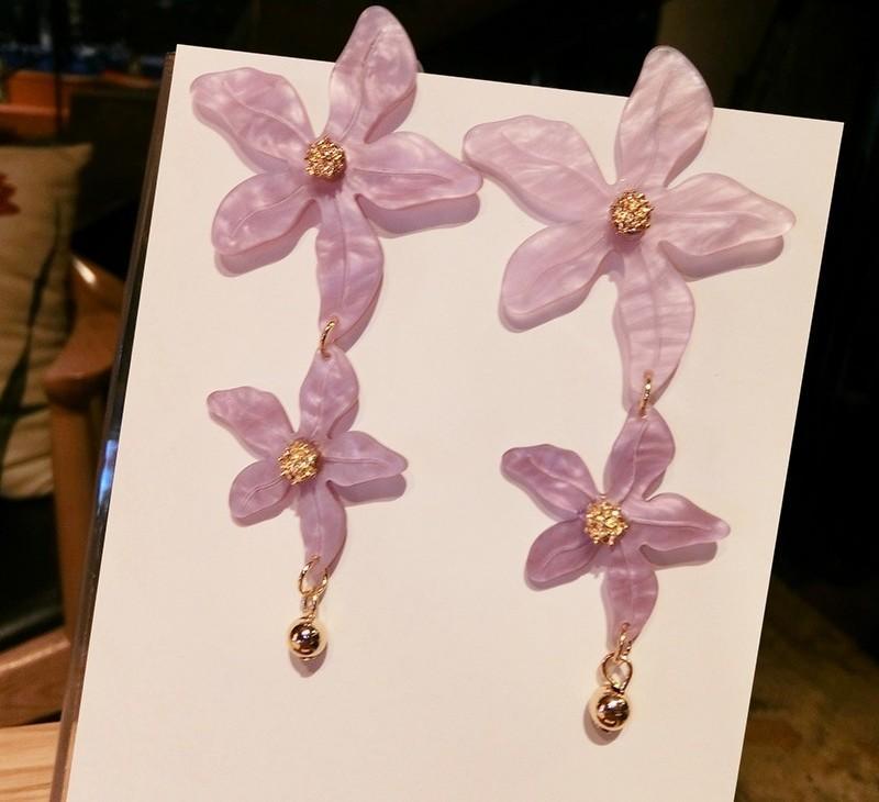 Pink Flower Blossom Statement Earrings-Theone Apparel