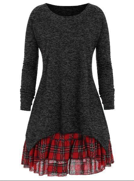 Plaid Peekaboo High Low Sweater-Theone Apparel