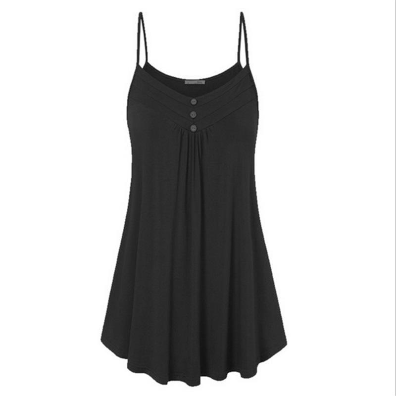Pleated Loose Fit Camisole Tank-Black-Theone Apparel