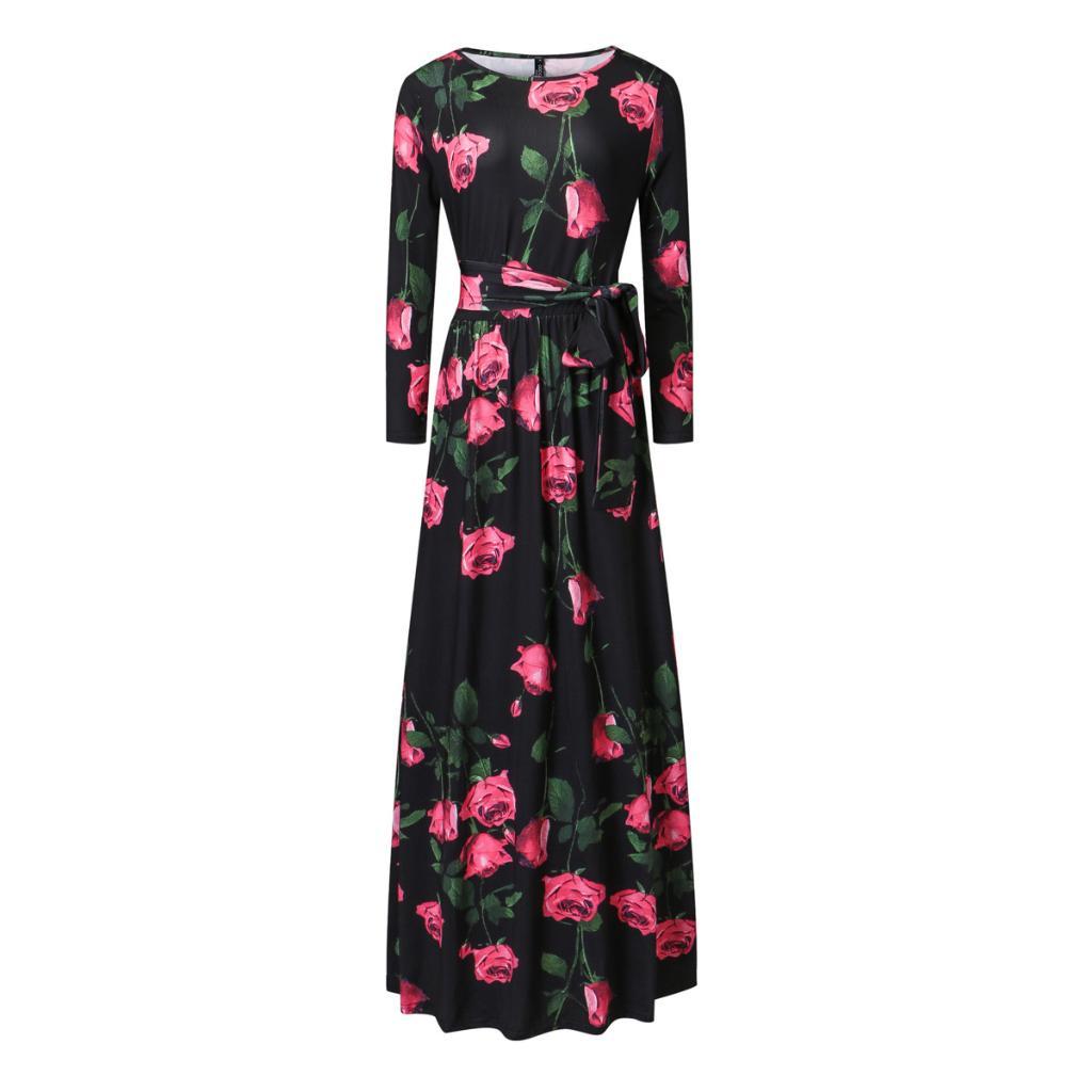 Pretty Pink Flower Print Wrap Dress-Black/Pink-Theone Apparel