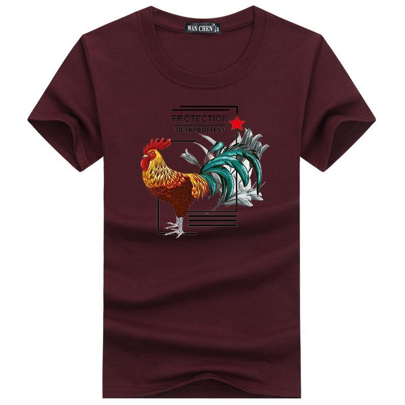 Rooster in Charge Short Sleeve Tee-Dark Red-Theone Apparel