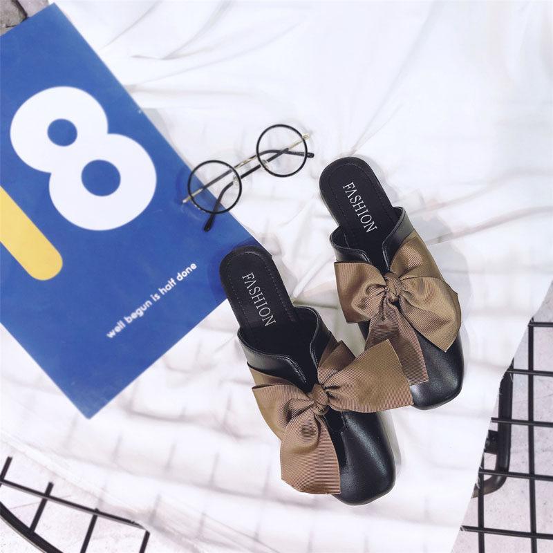 Round Toe Venetian Bow Slippers-Theone Apparel