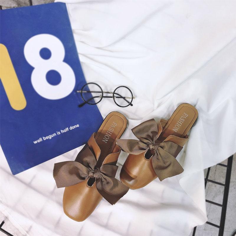 Round Toe Venetian Bow Slippers-Theone Apparel