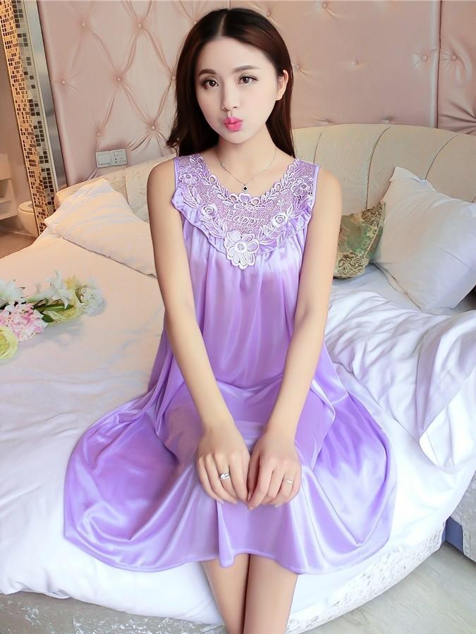 Ruffles & Lace Long Nightie Dress-Light Purple-Theone Apparel