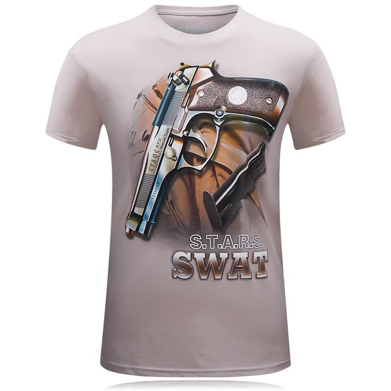 SWAT Bros Glock and Bullet Shirt-Khaki-Theone Apparel