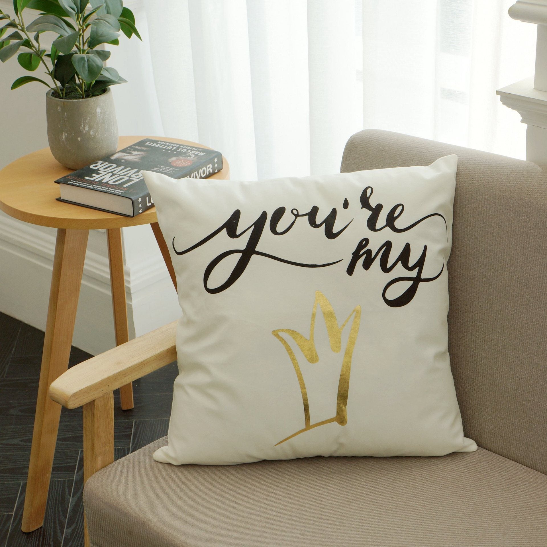 Scripted Gold Foil Pillow Covers-Theone Apparel