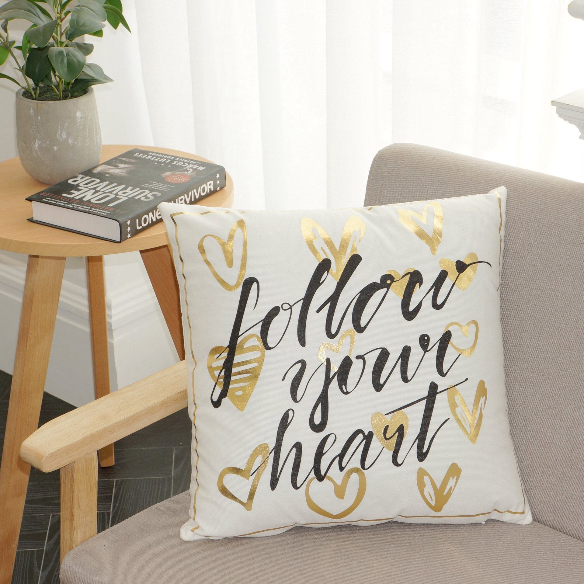 Scripted Gold Foil Pillow Covers-601-0029-S1-Theone Apparel