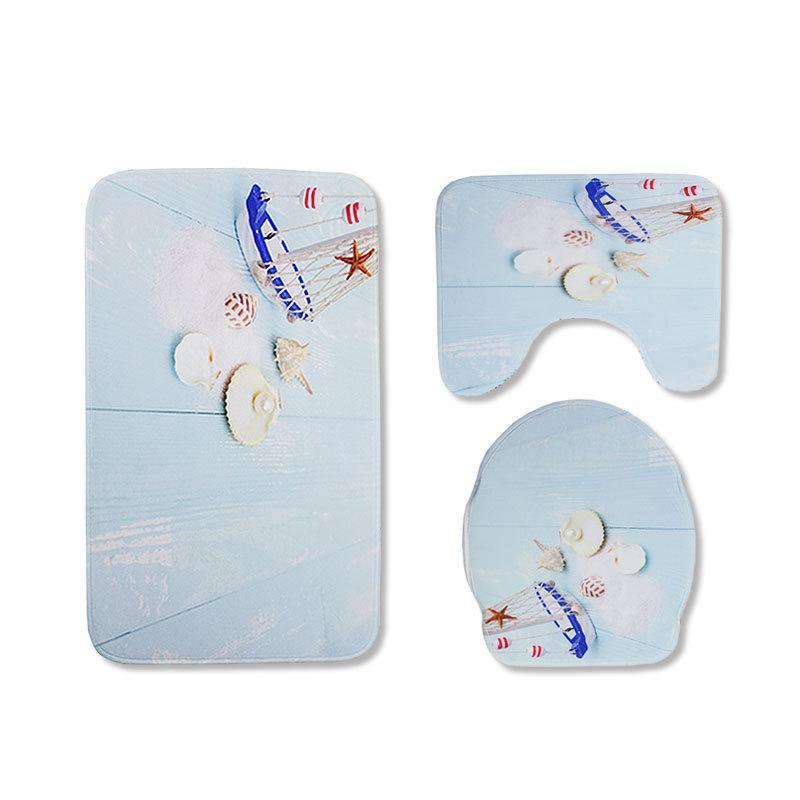 Seashells and Starfish Bath Mat Sets-Theone Apparel