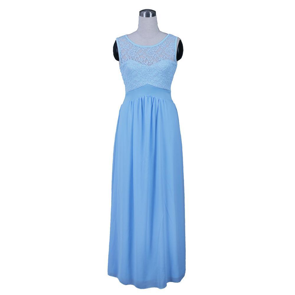 See Through Lace Top Gown-Light Blue-Theone Apparel