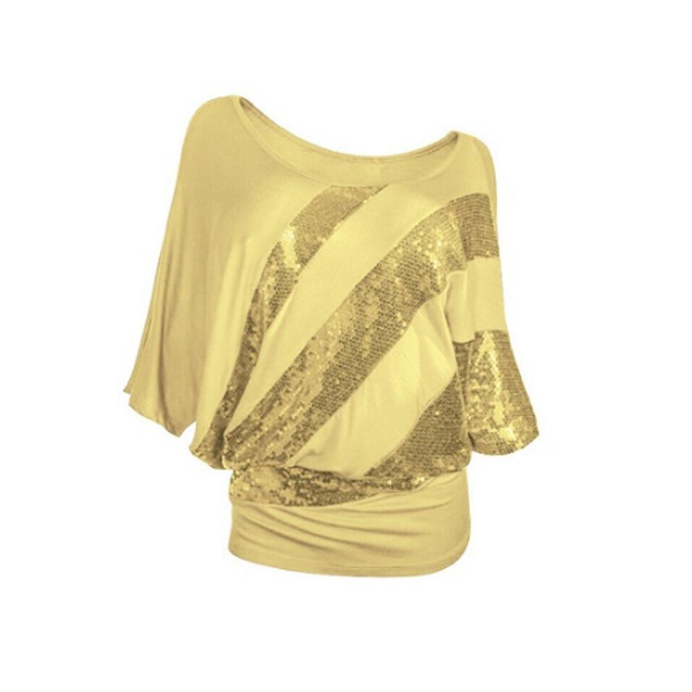 Sequin Stripe Ruched Side Sweater Top-Apricot-Theone Apparel