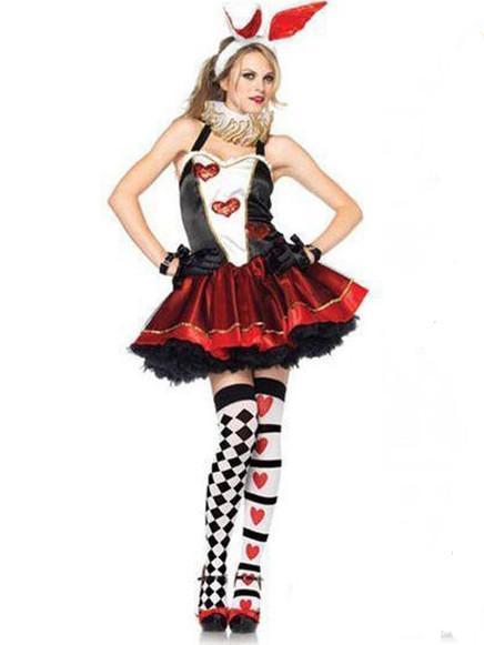 Sexy Bunny Bar Girl Halloween Costume-Red/Black-Theone Apparel