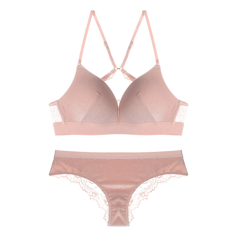 Silky Lace Back Bra and Panty Set