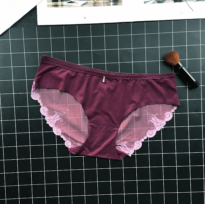 Simple Opaque Lace Fringe with jewel Panties-Purple-Theone Apparel