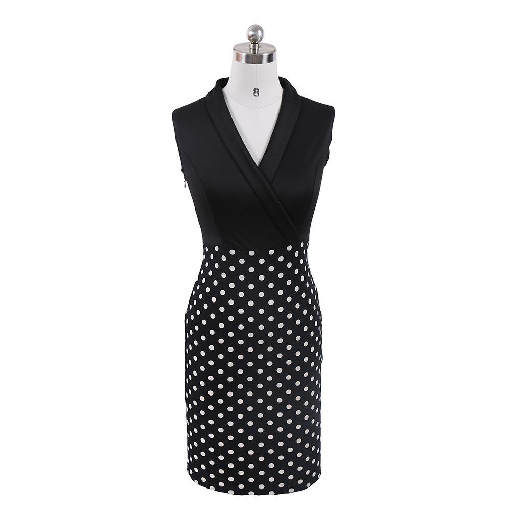 Ärmelloses Tupfen-Bürokleid