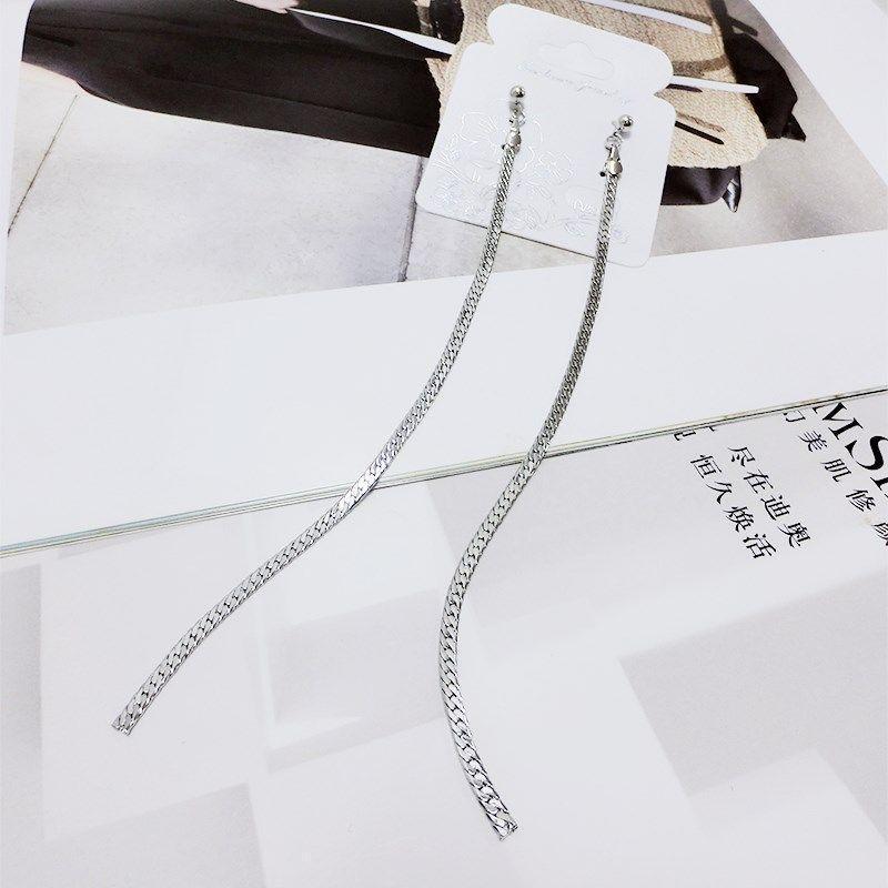 Slinky Straight Chain Tassel Earrings-Theone Apparel