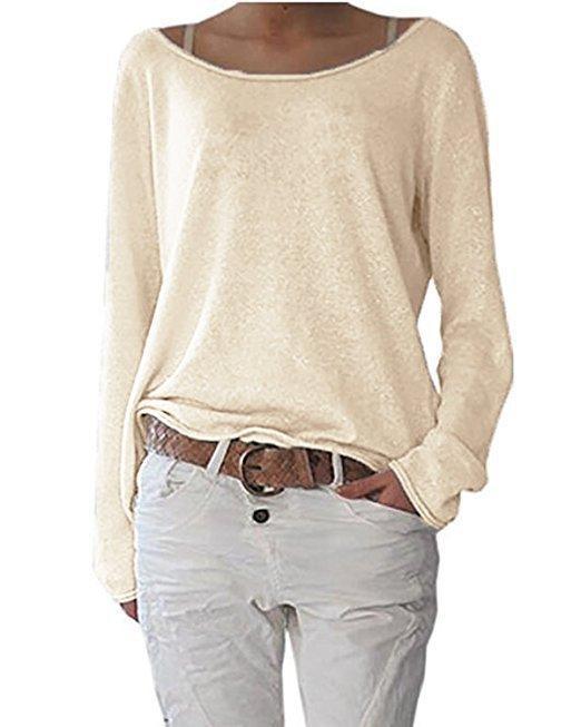 Slouchy Off Shoulder Casual Sweater-Theone Apparel
