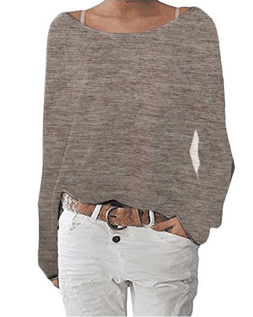 Slouchy Off Shoulder Casual Sweater-Theone Apparel