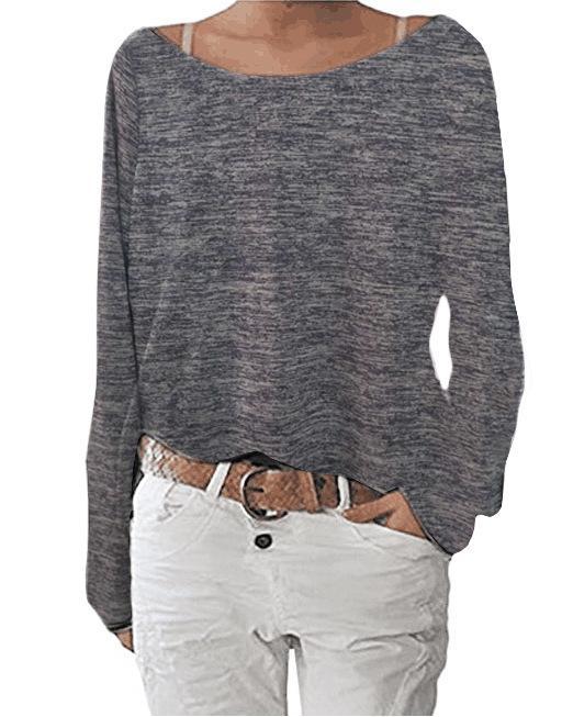 Slouchy Off Shoulder Casual Sweater-Theone Apparel